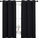NICETOWN Pitch Black Solid Thermal Insulated Grommet Blackout Curtains/Drapes for Bedroom Window (2 Panels, 42 inches Wide by 63 inches Long, Black)