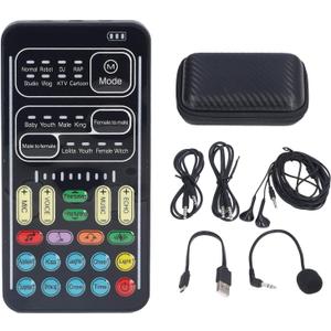 Voice Changer Set, Portable Recording Mini Live Broadcast Voice Disguiser, Handheld Microphone for Game Anchor Recording Computer
