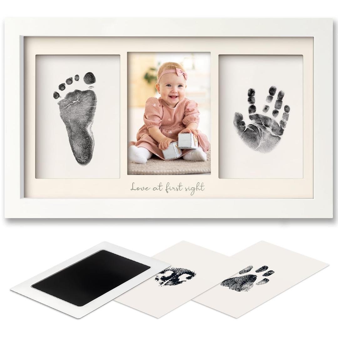 Inkless Hand and Footprint Kit, Boy, Girl, Newborn Keepsake - No Mess Ink Pad for Baby Handprint, Clean Touch Paw Print Kit for Dog Picture Frame,Personalized Baby Christmas Shower Gifts(Alpine White)