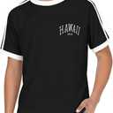 Boys Los Angeles California T Shirts Kids Fashion Short Sleeve Graphic Tees Casual Tops 5-14 Years (Black)