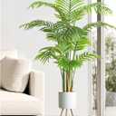 Yatmung Faux Trees Indoor with White Planter - Tall Artificial Plants Indoor - Fake Large Floor Plants for Home Decor Indoor - Office, Living Room - Tropical Areca Palm Plant in Pot - 5FT Fake Plants (Pure White)