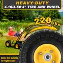 2 Pcs 4.10/3.50-4" 10 Inch Flat Free Solid Rubber Tire and Wheel with 5/8" Axle Bore Hole, 2.2" Offset Hub replacement for Hand Truck, Wheelbarrow, gorilla cart, Garden wagon Cart, Dolly, Utility Cart