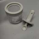 PREMIUS Telescopic Spoon Spice Seasoning Glass Container Jar, Silicone Ring for Locking in Freshness, Expanding Spoon to Scoop out Ingredients, Perfect for Jams, Spices, Honey’s, White, 10.15 Ounces Pack of 6