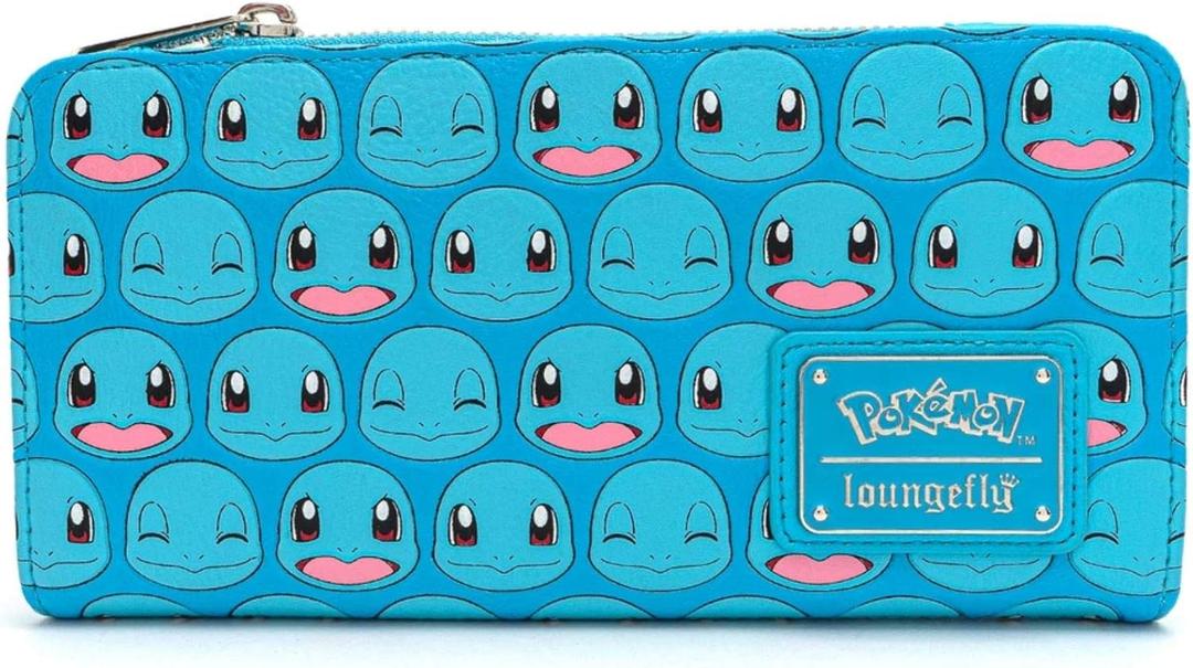 Loungefly x Pokemon Squirtle Faces Faux-Leather Flap Wallet (Blue, One Size)