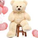 MorisMos Giant Teddy Bear Stuffed Animal 3 ft, 36 in Large Teddy Bear for Baby Shower Decor, Soft Big Stuffed Animal Plush Toy for Kid Birthday Christmas Girlfriend Valentines Gift,Beige/Cream