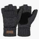 Thermal Insulation Fingerless Texting Wool Gloves for Women and Men Winter Warm Knitted Convertible Mittens Flap