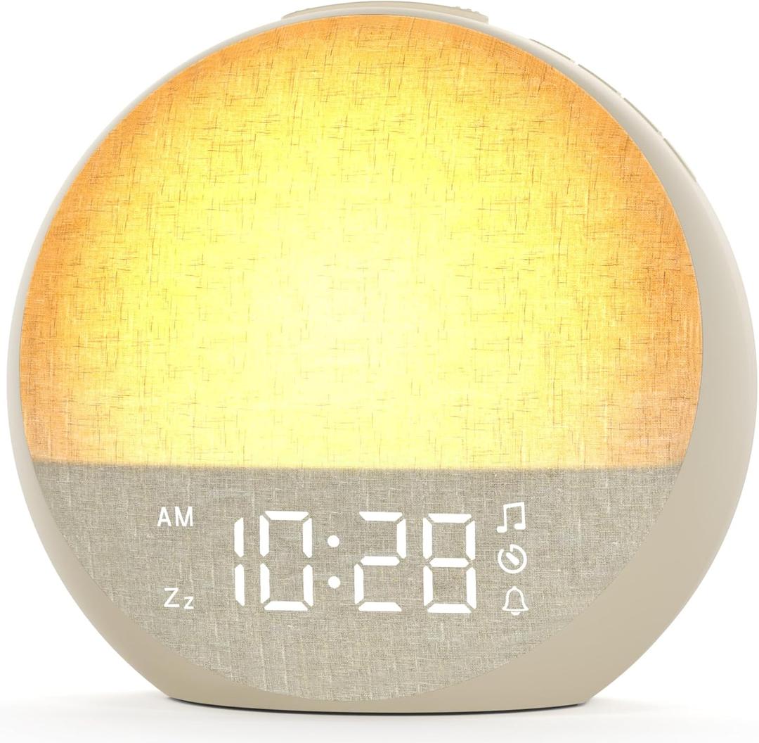 Sunrise Alarm Clock, White Noise Sound Machine with 30 Soothing Sounds, Dimmable Night Light, Natural Sunlight Lamp Gentle Wake Up Light for Bedrooms, Kids, Heavy Sleepers Adults, Baby, Ideal for Gift (Putty)
