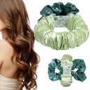 Heatless Hair Curler Overnight to Sleep In,Heatless Curling Scrunchie for Women Soft Silk Lazy Rollers Headband for Long Hair Overnight. (GREEN, NORMAL) (1 Count (Pack of 1))