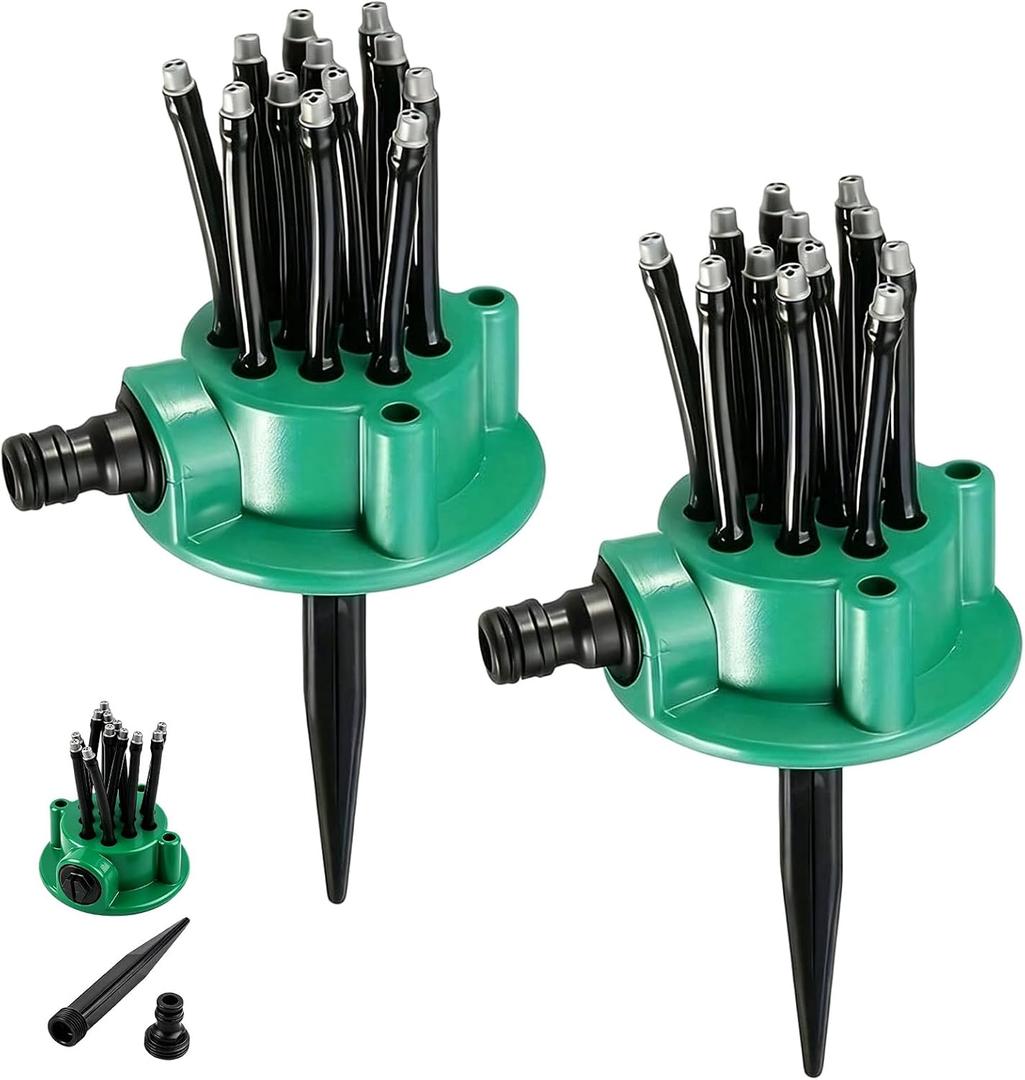 360 Coverage Precision Garden Irrigation Sprinkler, Adjustable Multi Directional Lawn Sprinkler - Automatic Lawn Irrigation System with 12 Flexible Nozzles for Yard, Lawn, Garden, and Flower Beds