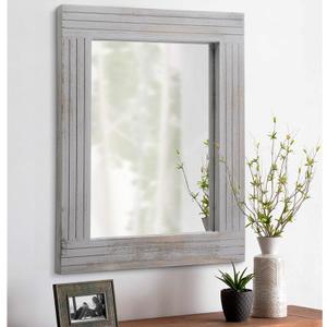 Rustic Mirror Wooden Frame Rectangular Antique Wall Mirror Decor Farmhouse Bedroom Dresser Bedroom Entryway Mirror Large Light Gray 20"x16" (20"L x 16"W, Rustic Gray)