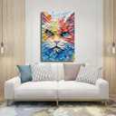 Fyzuf Cat Wall Art Oil Painting On Canvas Poster Cute Cat Cubism Colorful Cute Cats Aesthetic Room Decor Bedroom Bathroom Unframe-style12x18inch(30x45cm)