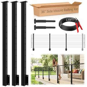 8-12ft Side Mount Cable Railing Post Kit for 36" Deck Railing System