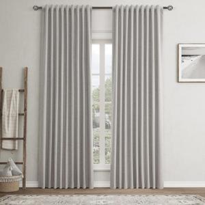 Silver Linen Blackout Curtains for Bedroom 84 Inch Length 2 Panels Set Back Tab Pocket Neutral Farmhouse Living Room Darkening Curtains Track System Thermal Insulated Black Out Drapes 52x84 (52"W x 84"L (Pack of 2))