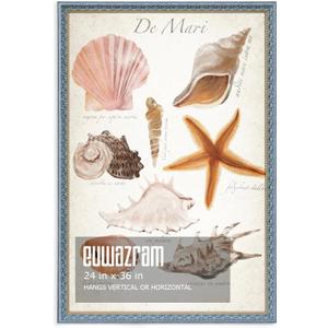 euwazram 24x36 Ornate Washed Blue Picture Frame - Single Frame, 24 x 36 Classic Poster Frame for Art Prints & Gallery Walls