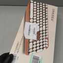 Typewriter Keyboard with Faux Leather Panel, Wireless 2.4G/Bluetooth/Wired USB-C, Aesthetic Mechanical Gaming Keyboard 104-Key Clicky Blue Switch, White LED Backlit, Retro Round Keycap, Brown