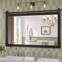 Farmhouse Bathroom Mirror, 55x36 Inch Black Vanity Mirror for Wall, Wood Framed Rustic Mirror Rectangular Wall Decor Mirrors for Entryway Living Room Bedroom