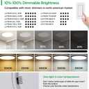 ocioc 18inch Flush Mount Ceiling Light, 36W 3600LM 5CCT Selectable, Dimmable LED Ceiling Light Fixture for Kitchen Bedroom Living Room, Modern Low Profile Style