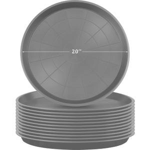 Eccliy 12 Pcs Plastic Plant Saucers Round Plant Tray Large Flower Pot Heavy Duty Planter Water Trays Thick Planter Drip Saucers for Indoors and Outdoors(20 Inch,Gray)