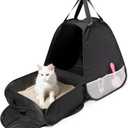Large Portable Upgrade Travel Cat Litter Box,Leak-Proof, Lightweight, Foldable Cat Playpen (Black, 17.7" Lx17.7 Wx19.6 H