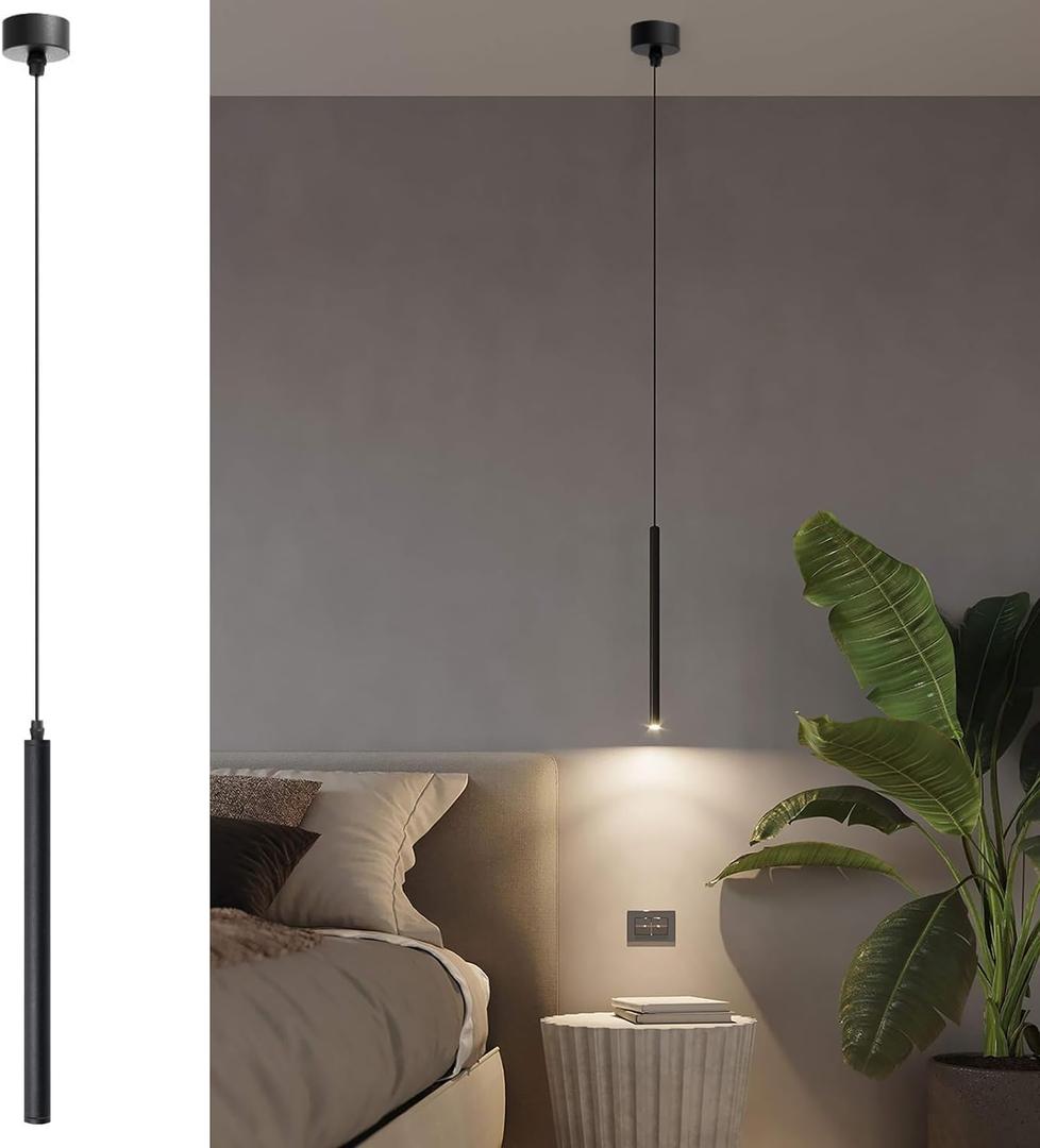 JBZ LED Pendant Light with Height Adjustable, 3000K Pendant Lighting for Kitchen Island, Modern Cylindrical Chandelier for Hallway, Bedroom, Dining Room, Bar, Living Room Lighting (30cm/0.98ft)