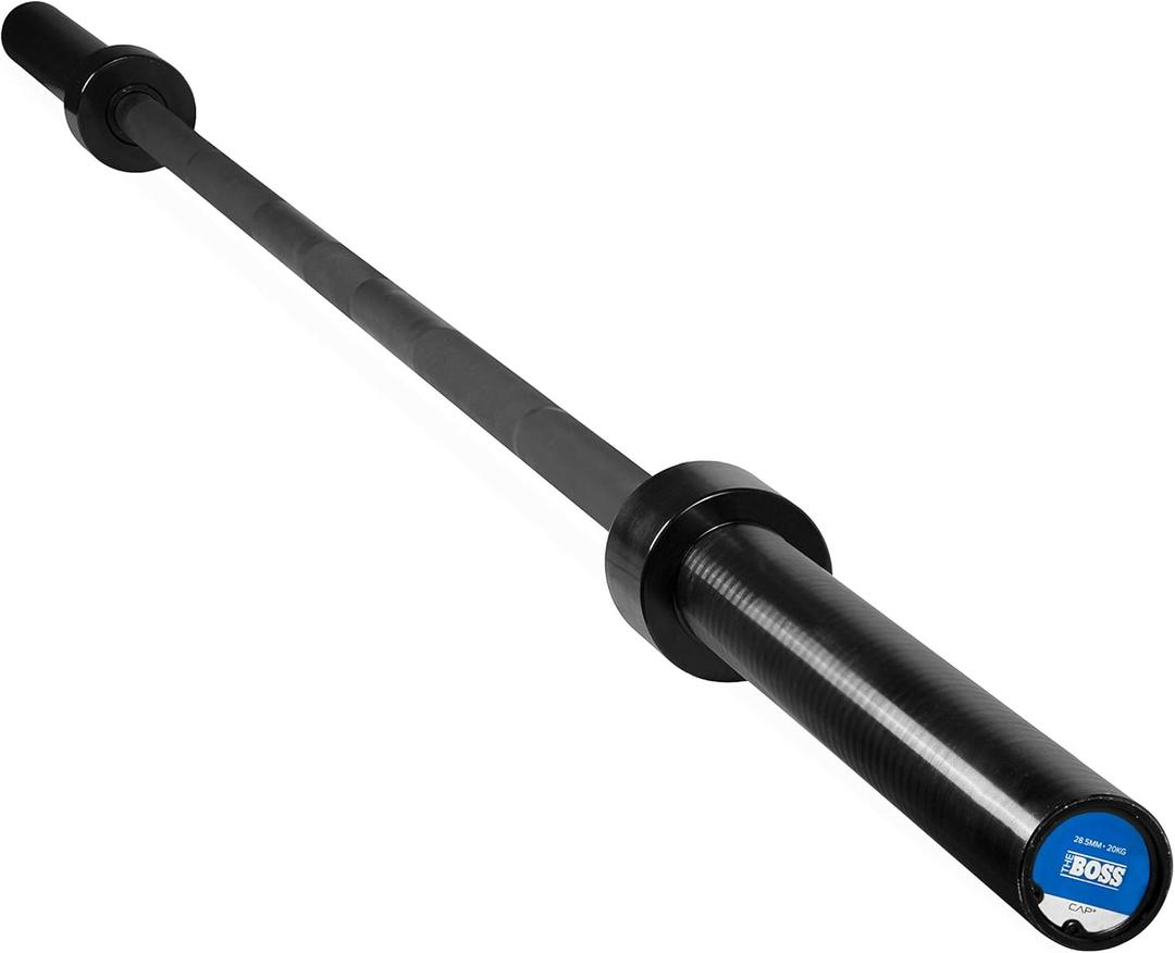 Cap Barbell 7-Foot Olympic Barbell Pro Series | Olympic & Power Bar Options (THE BOSS - Black, Center Knurl)