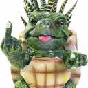 Turtle Succulent Pots with Middle Fingers Up, Middle Finger Gifts, Prank Flower Pot Resin for Indoor Outdoor