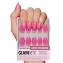 Glamnetic Press On Nails - Hot Pink | Opaque Bright Neon Pink Short Oval Fake Nails, Salon Quality | 15 Sizes - 30 Nail Kit with Glue, Hot Pink