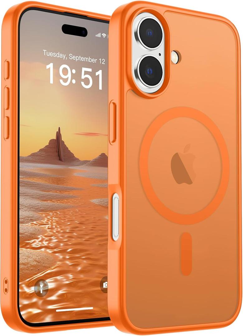 SUPFINE Magnetic for iPhone 17 Case (Compatible with MagSafe)(Military Grade Drop Protection) Translucent Matte Shockproof with Anti-Fingerprint Phone Cover,Starry Orange