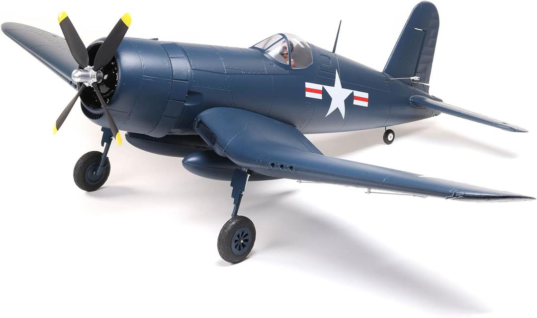 E-flite RC Airplane F4U-4 Corsair 1.2m BNF Basic Transmitter Battery and Charger Not Included with AS3X and Safe Select EFL18550