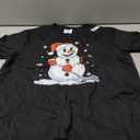 Funny Hockey Snowman Christmas Hockey Player Xmas Men Boys T-Shirt (M, Black)