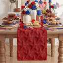 Artoid Mode Red Soft Plush Faux Fur Jacquard Big Stars 4th of July Table Runner, Memorial Day Holiday Kitchen Dining Table Decoration for Home Party Decor 13x108 Inch