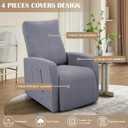 SearchI Recliner Chair Cover Jacquard Chair Covers 4 Piece, Small Recliners Sofa Slipcover for Home Theater Seating with Elastic Bottom, Recliner Protector with Pocket for Recliner, Light Gray