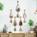 BAODANFU Wall Mirror Decorative Mirrors Mounted Decor Tear Drop Shape Gold for Bedroom Living Room Entryway Bathroom Vanity Brassy Gold Metal Frame, 5-Pack Mirrors Set, Brassy Gold, 5-pack