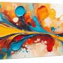 Colorful Abstract Wall Art Teal Blue Orange Canvas Pictures Watercolor Fluid Textured Painting Graffiti Wall Decor Modern Fantasy Liquid Abstract Prints for Living Room Bedroom Home Decorations 14x48", Colorful Abstract 