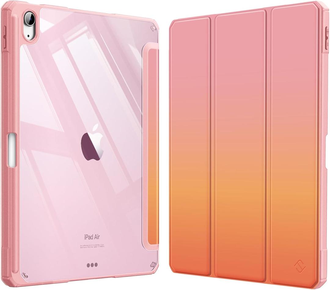 Fintie Hybrid Slim Case for iPad Air 11-inch M4/M3/M2 (2026/2025/2024), iPad Air 5th/4th Generation (2022/2020) 10.9 Inch - Shockproof Cover with Clear Back Shell & Pencil Holder, Sunset Ombre