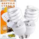 UVB Reptile Light, 2-Pack 10.0 24W UVB Bulbs, UVA UVB Reptile Light Bulb Lamp for Bearded Dragon, Tortoise, UV Bulbs for Desert Reptiles Tank Accessories