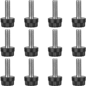 Adjustable Furniture Leveler Screw Stainless Steel Screw Leveling Feet 1/4" Threaded Screw Table Levelers Chair Levelers Furniture Feet for Table Chair Cabinet Patio Furniture Legs-12 Packs