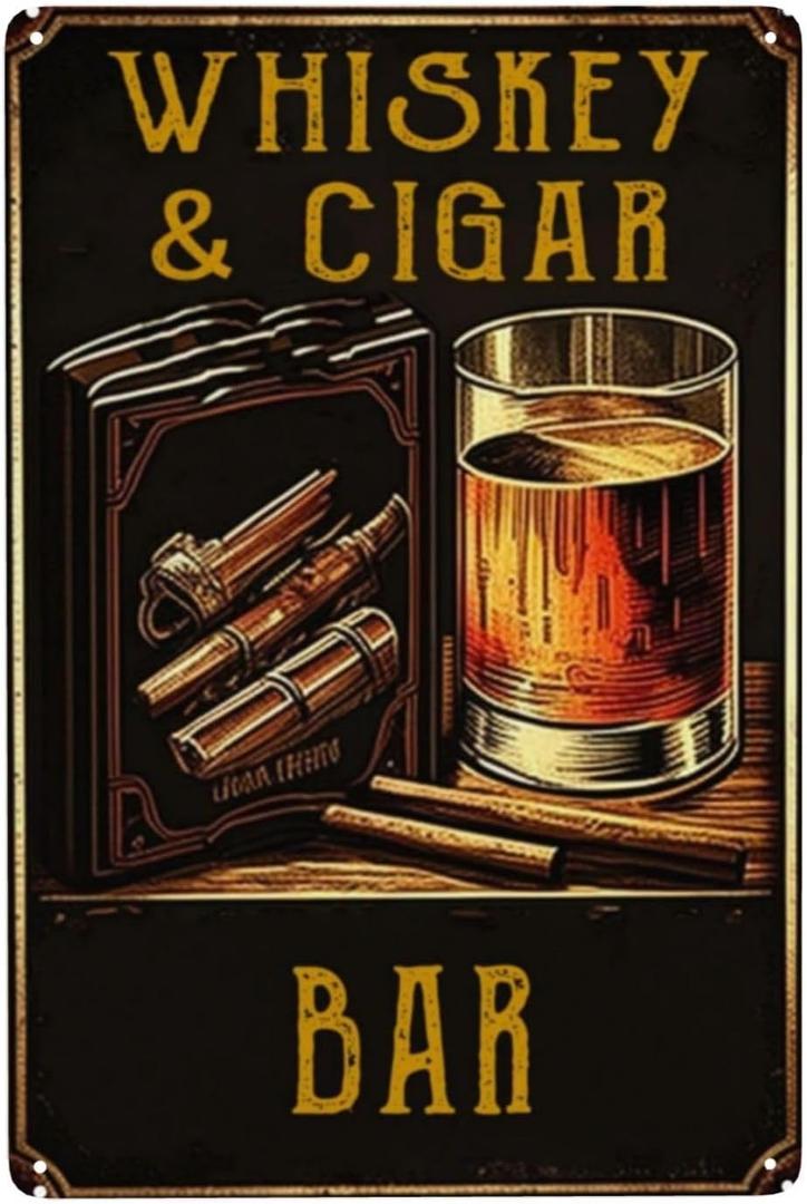  Bar Metal Poster 8X12 Inch Vintage Smoking Lounge Decor Ideal For Man Cave Coffee Bar Rustic Pub Atmosphere Living Room Decor Chalkboard