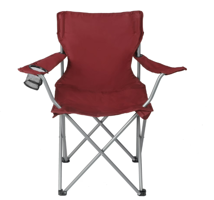 2 x Ozark Trail Quad Folding Camp Chair with Cup Holder, Red