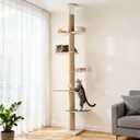 Veehoo Floor to Ceiling Cat Tree, Adjustable Height (5.1-9.4 ft) Tall Climbing Tower with Sisal Scratching Posts, Modern Cat Activity Tree for Indoor Cats