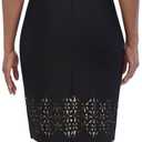 Jessica Howard Women's Elbow Puff Sleeve Boat Neck Lazer Cut Hem Sheath Dress (Black, Size 6)