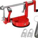 Apple Peeler, Slicer Corer Potato Peelers 3 In 1, Stainless Steel Heavy Duty with Suction Cup Base And 3 Extra Blades (Red)