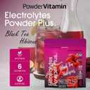 4 x PowderVitamin Electrolytes Powder Plus (20 Servings) Black Tea Hibiscus Electrolyte Powder Keto, Sugar Free, Pink Himalayan Salt,1000mg Potassium,120mg Calcium,120mg Magnesium, Hydration Powder