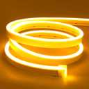 Lamomo LED Neon Lights, 16.4ft Yellow LED Strip Light, 12V 0.39In/Cut Silicone Waterproof Neon Rope Light, DIY Neon Sign for Bedroom Indoor Outdoor DecorationPower Adapter not Included (6mmx12mm)