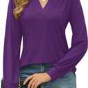 LUYAA Women's Tunic Tops Long Sleeve V Neck T-Shirts Blouses Dressy Casual Loose Fit Fall Shirt (Purple L) (Purple, L)