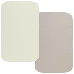 Onacosht Muslin Bassinet Sheets 35" X 20" Compatiable with AMKE 3 in 1 Bassinets, MiClassic, Uiuwoo, Foalom, YADAQE, Milliard and TCBunny Bassinet, 100% Cotton, 2 Pack, Fog and Beige