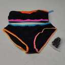 popvil Women's Strapless Bikini Sets Neon Color Block Bandeau Swimsuits Two Piece Bathing Suits for Beach Vacation 2025 (X-Large, Black1)