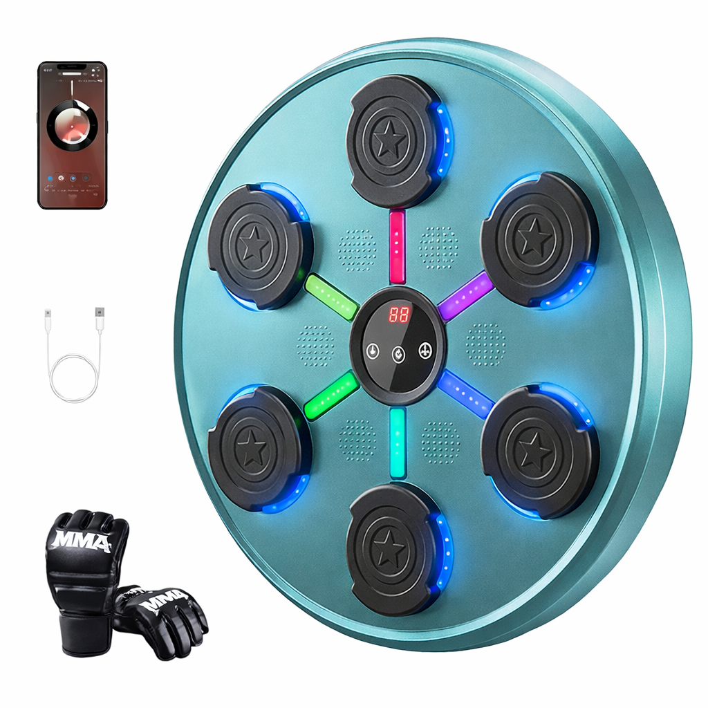 Second Generation Music Boxing Machine with Boxing Gloves, Boxing Machine Wall Mounted Music, Smart Bluetooth Music Boxing Trainer with Gloves, Music Boxing Machine for Adults, Indoor and Gym Blue