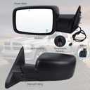 Left Driver Side Mirror Compatible With 2014-2018 Ram 1500 2500/2019-2022 Ram 1500 Classic With Manual Folding Power Glass Heated Temperature Sensors Matte Black Replace#68462819AA(6Pins)