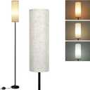 Frideko Floor Lamp with Beige Shade, Simple Design with Foot Pedal Switch, Small Tall Lamps for Living Room Bedroom Office, Corner Floor Stand Light with Black Pole Lamp (No Bulb/No Remote)